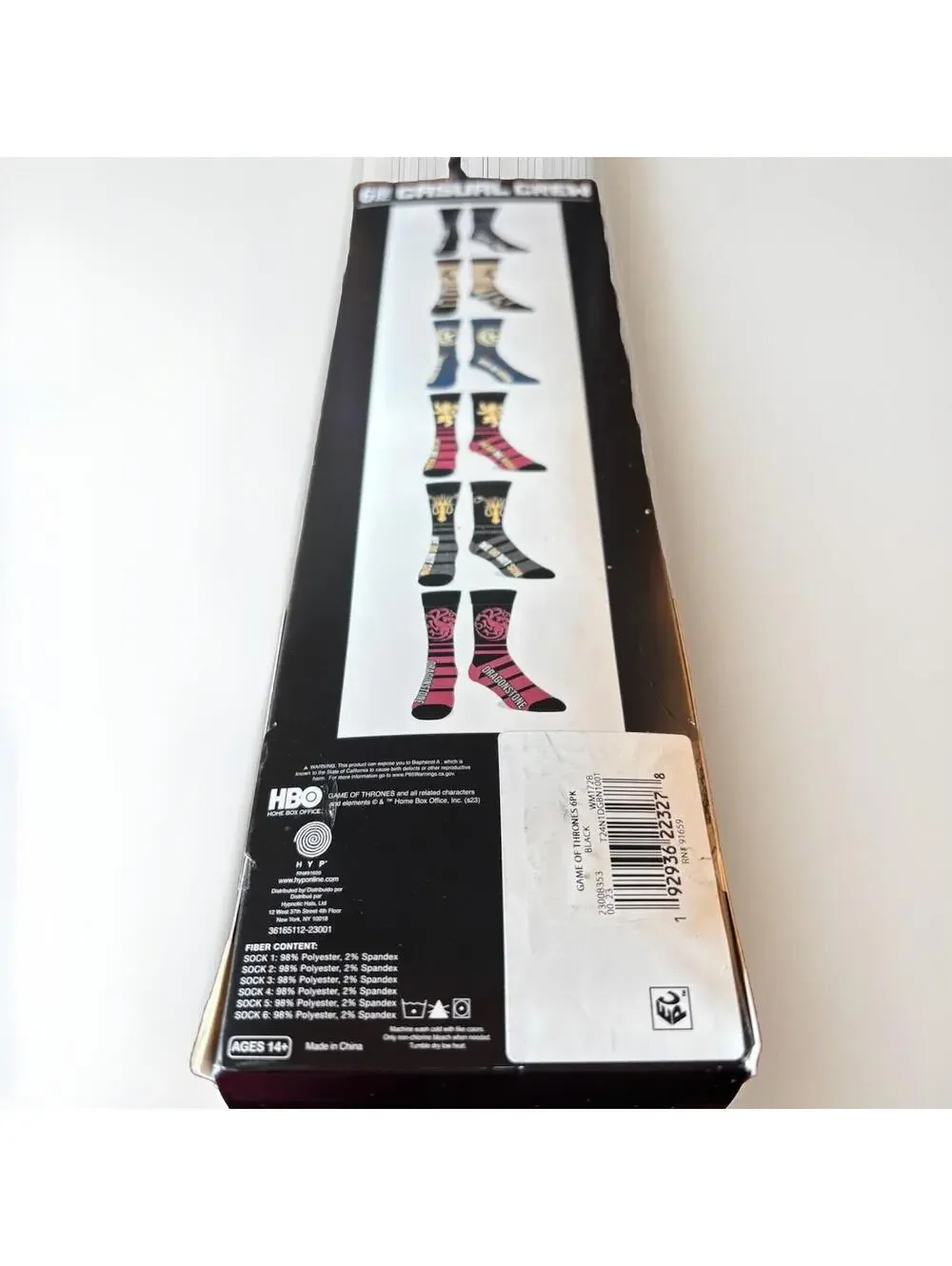 Game Of Thrones Men's Socks Casual Crew 6 Pair Mens Shoe Size 8-12 -Brand New